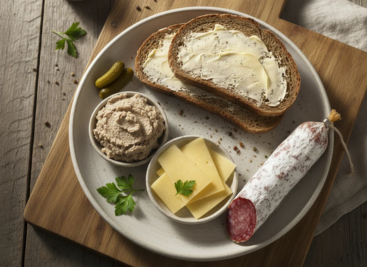 Abendbrot mit Brot, Wurst und Käse photo