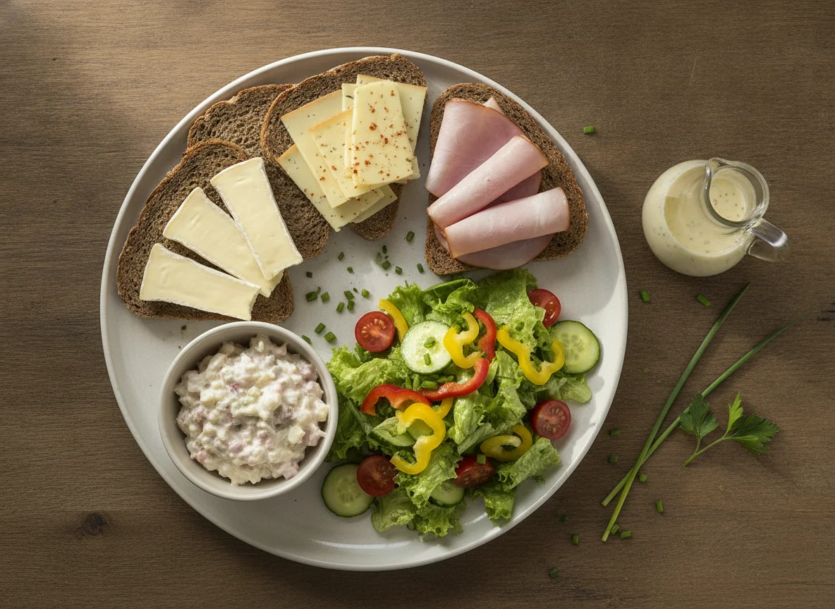 Abendbrot mit gemischtem Salat photo