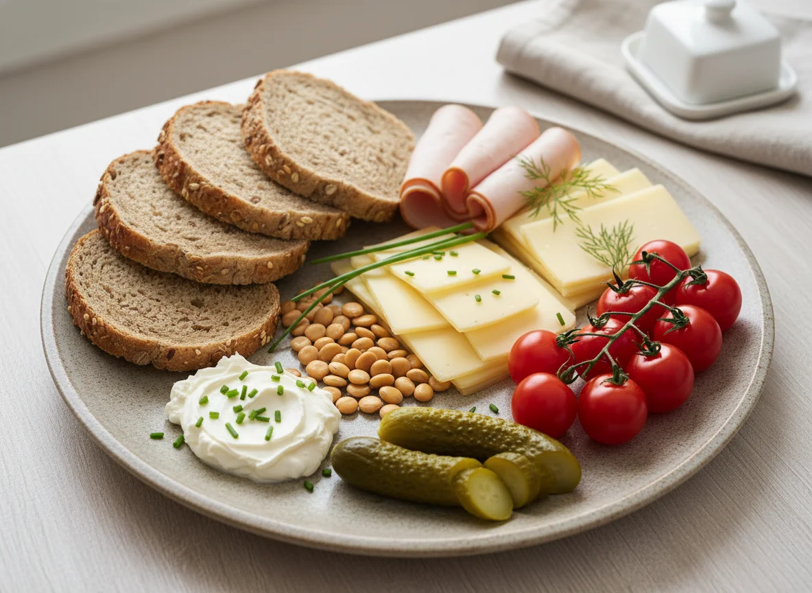 Abendbrot mit Käse und Aufschnitt photo