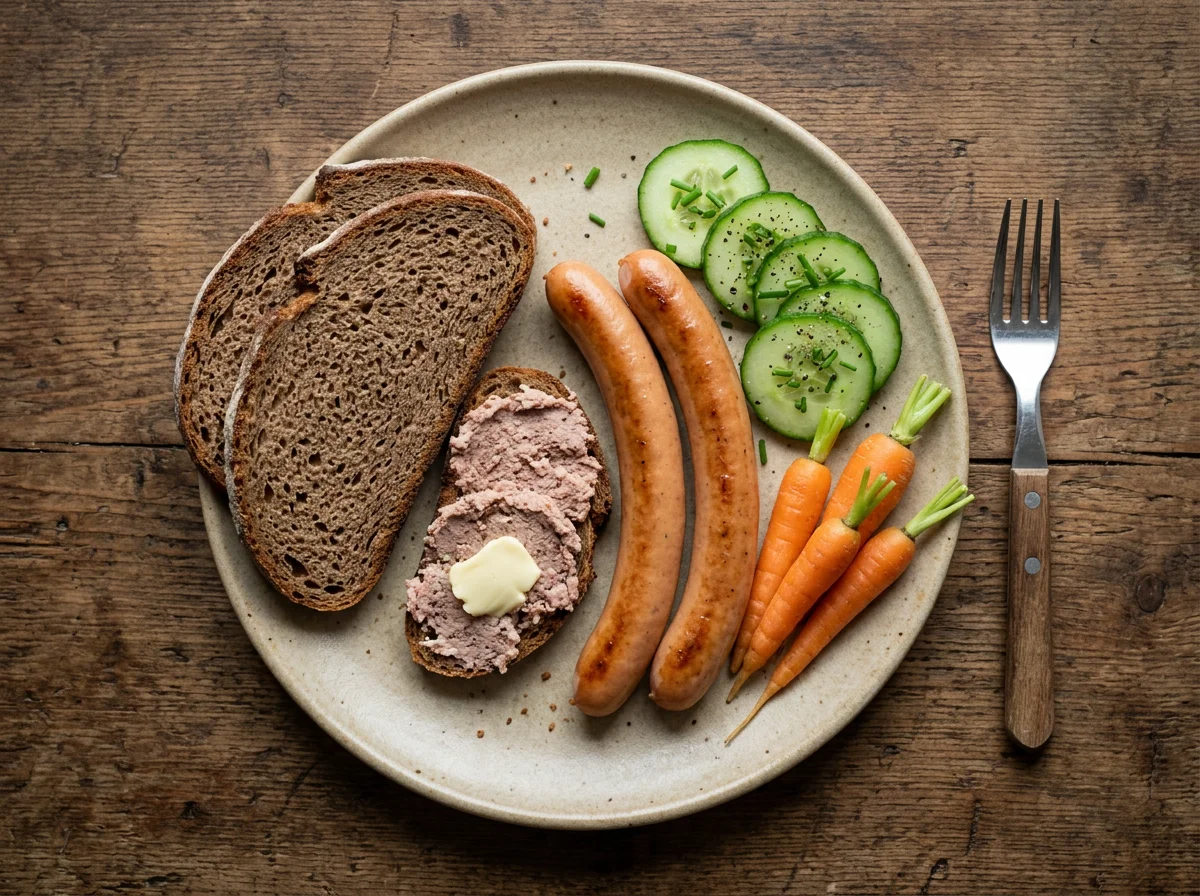 Abendbrot mit Wurst und Gemüse photo