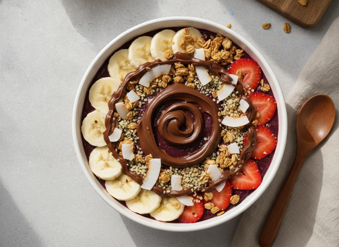 Açaí Bowl mit Früchten und Toppings photo