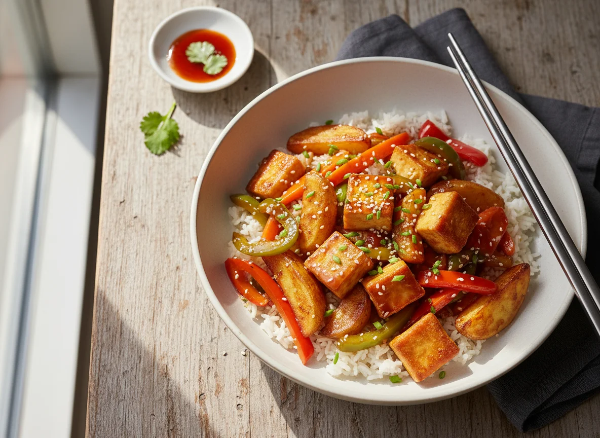Acht Schätze Vegan mit Tofu photo
