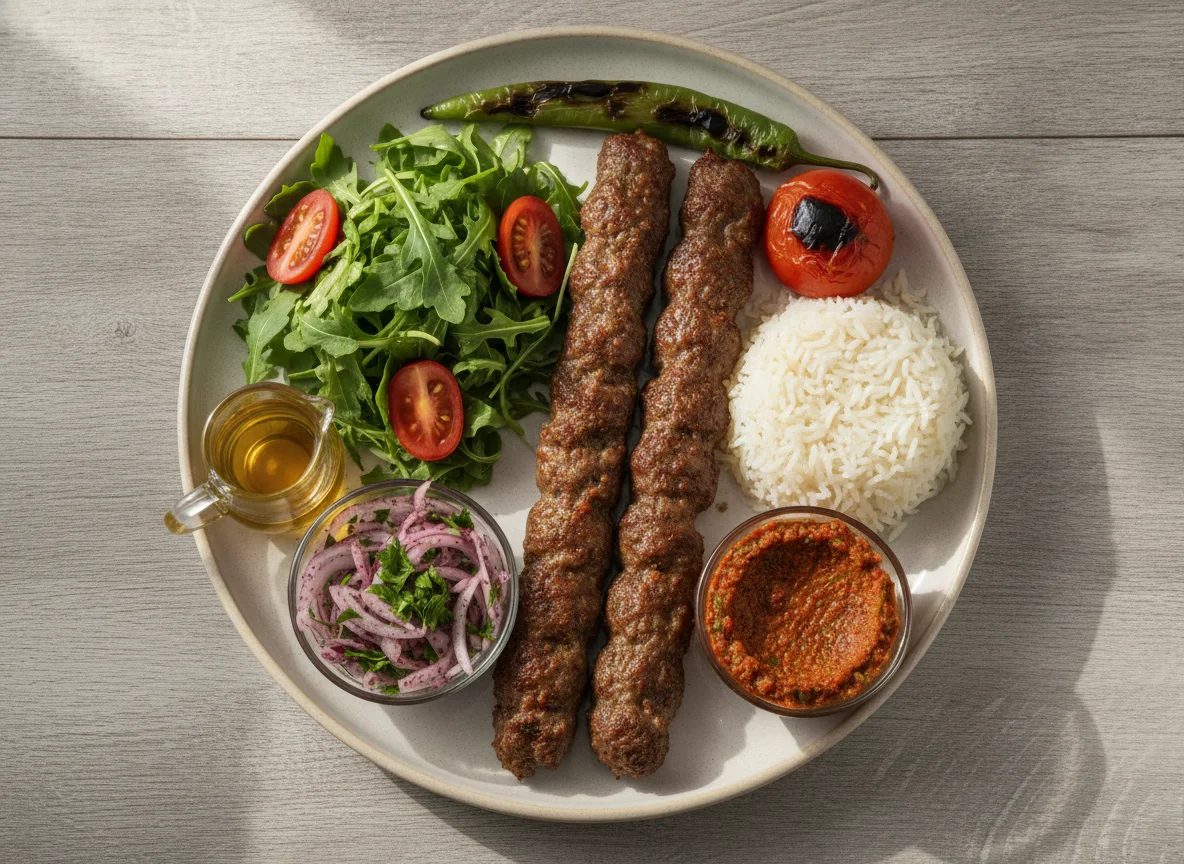 Adana Kebap mit Reis und Salat photo