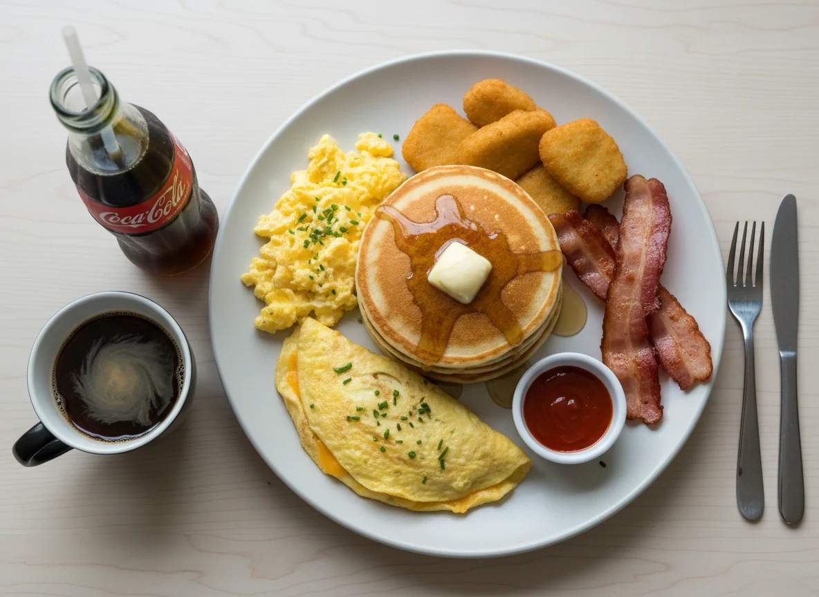 Amerikanisches Frühstück mit Pfannkuchen photo
