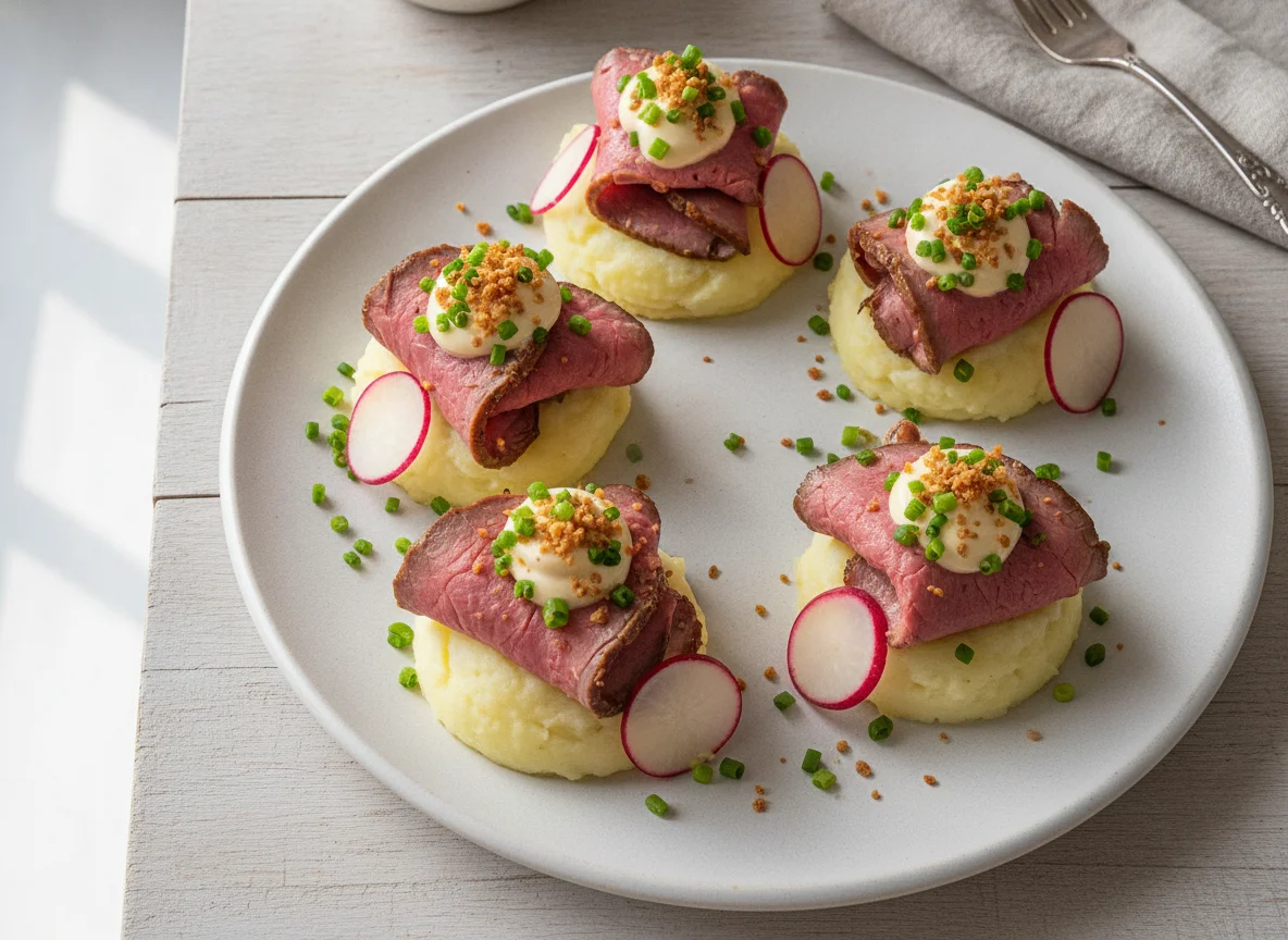 Amuse-Bouche mit Rindfleisch und Mayonnaise photo