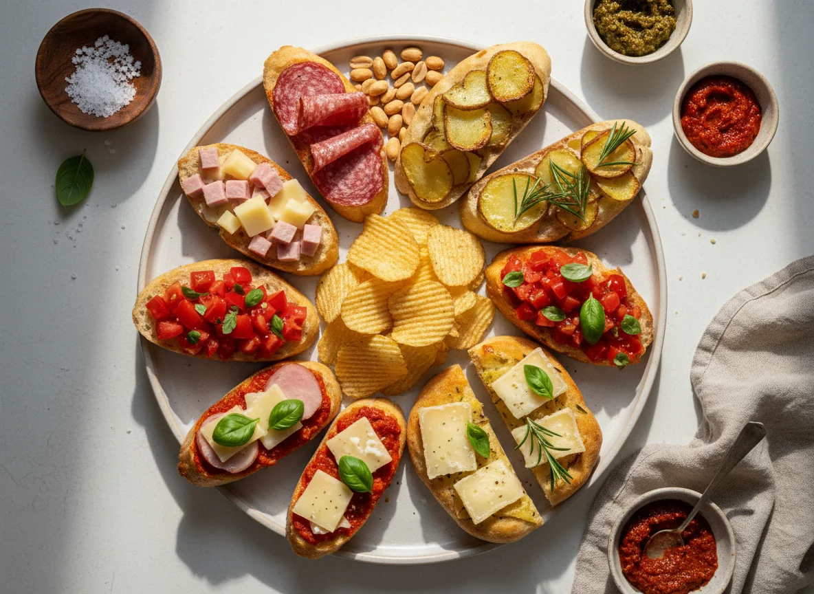 Aperitivo-Platte mit verschiedenen Snacks photo