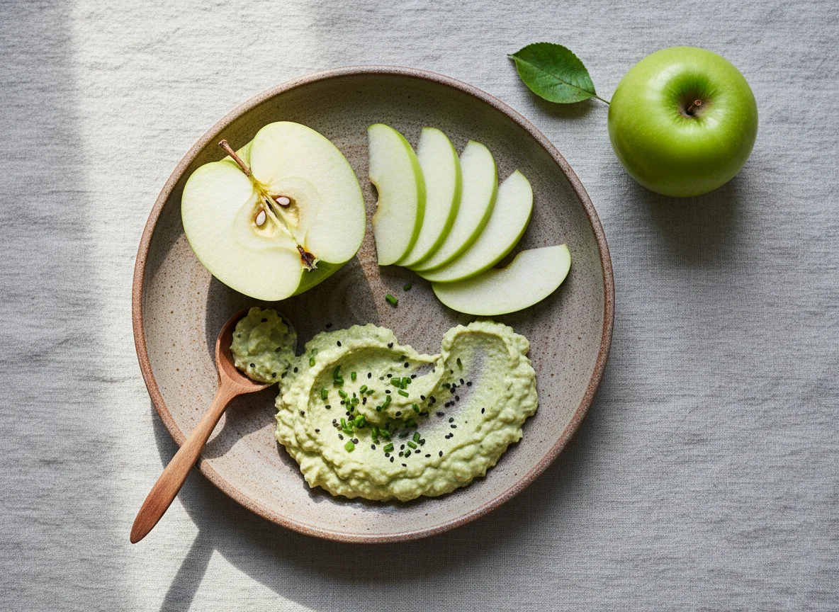 Apfel mit Aufstrich photo
