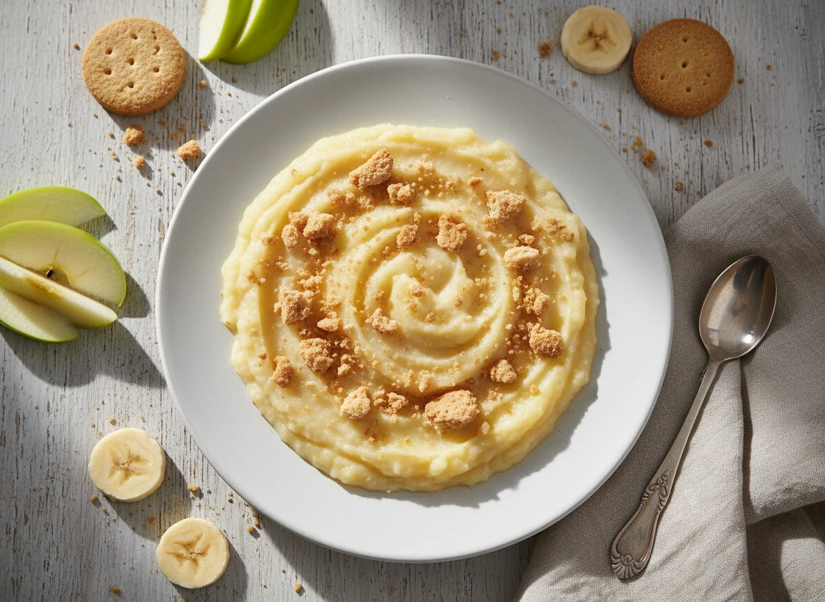 Apfel-Bananen-Keks-Fruchtpüree photo