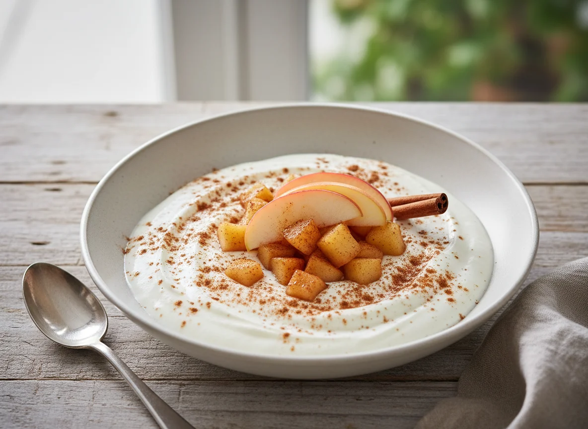 Apfel-Joghurt mit Zimt photo