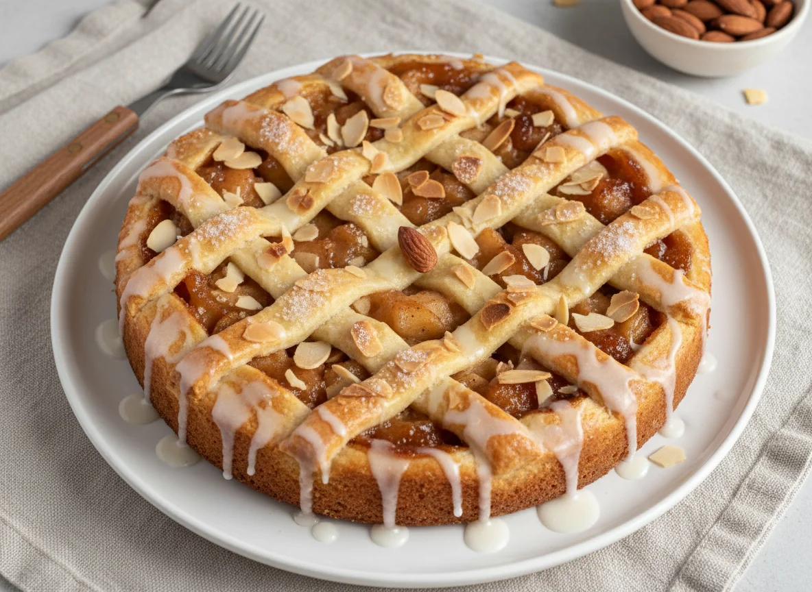 Apfelkuchen mit Mandeln photo