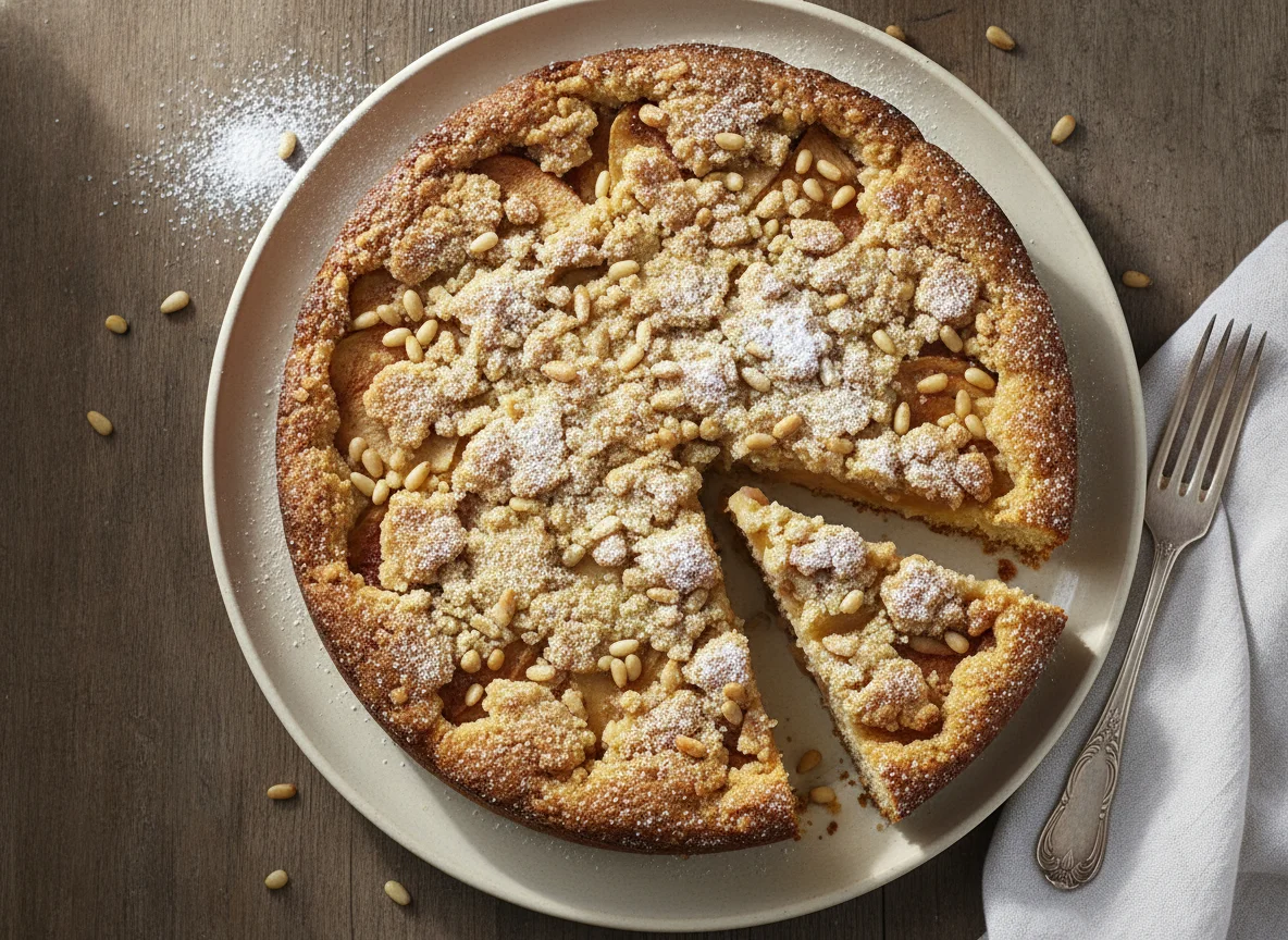 Apfelkuchen mit Pinienkernen photo