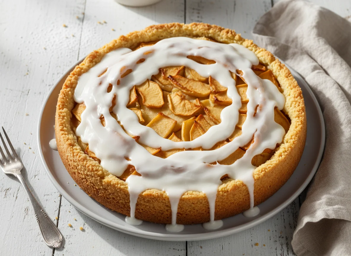 Apfelkuchen mit Zuckerguss photo