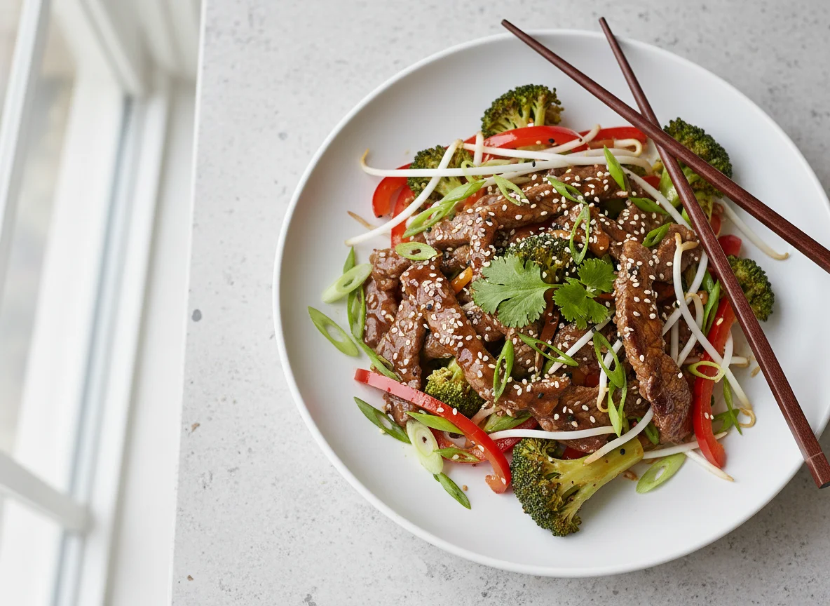 Asia-Rinderstreifen mit Teriyakisoße photo