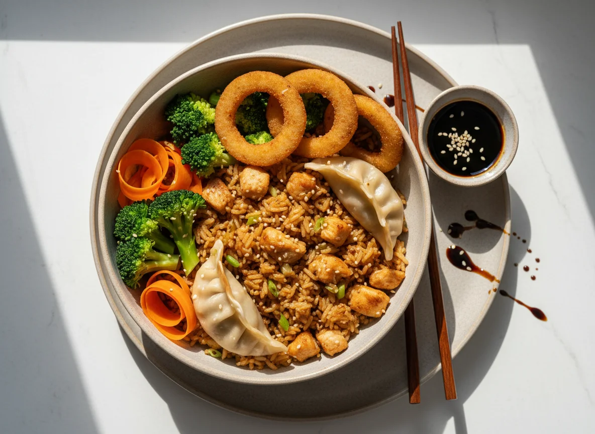 Asiatische Bowl mit verschiedenen Beilagen photo