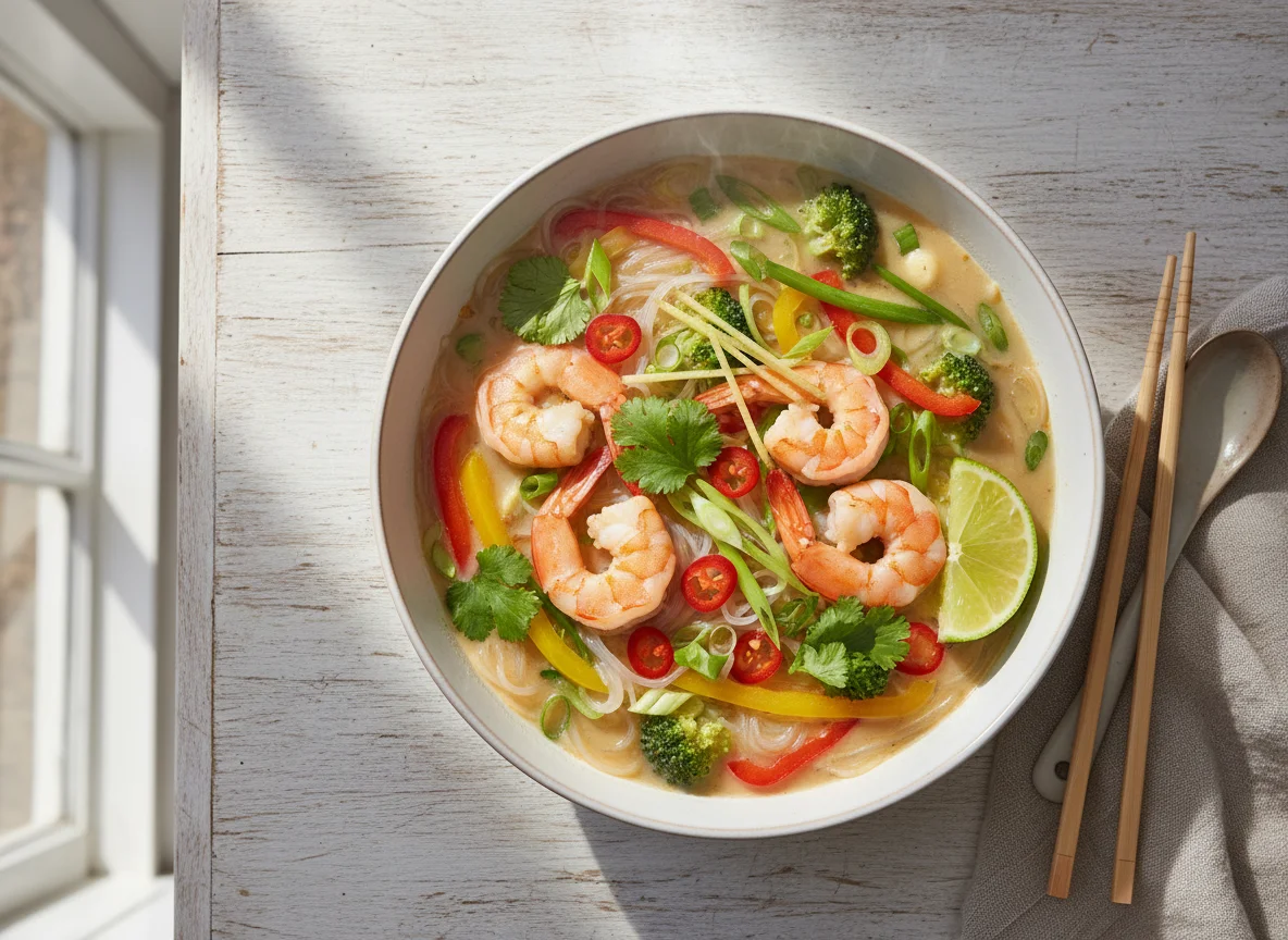 Asiatische Garnelen-Miso-Suppe photo