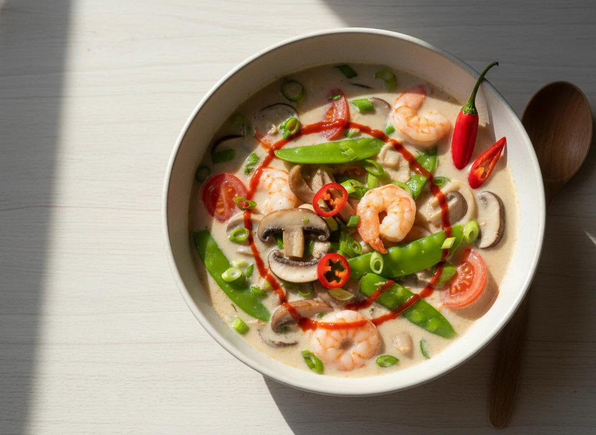 Asiatische Garnelen-Pilz-Suppe photo