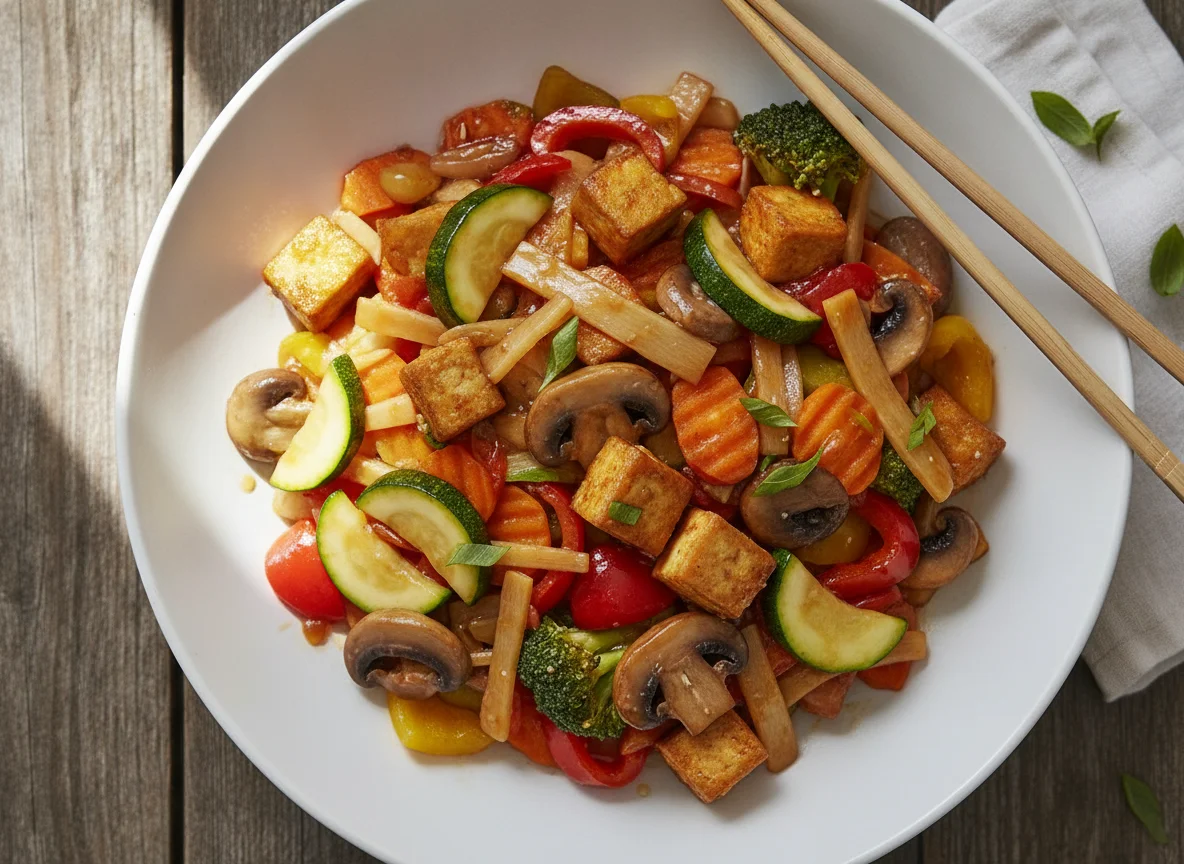 Asiatische Gemüsepfanne mit Tofu photo