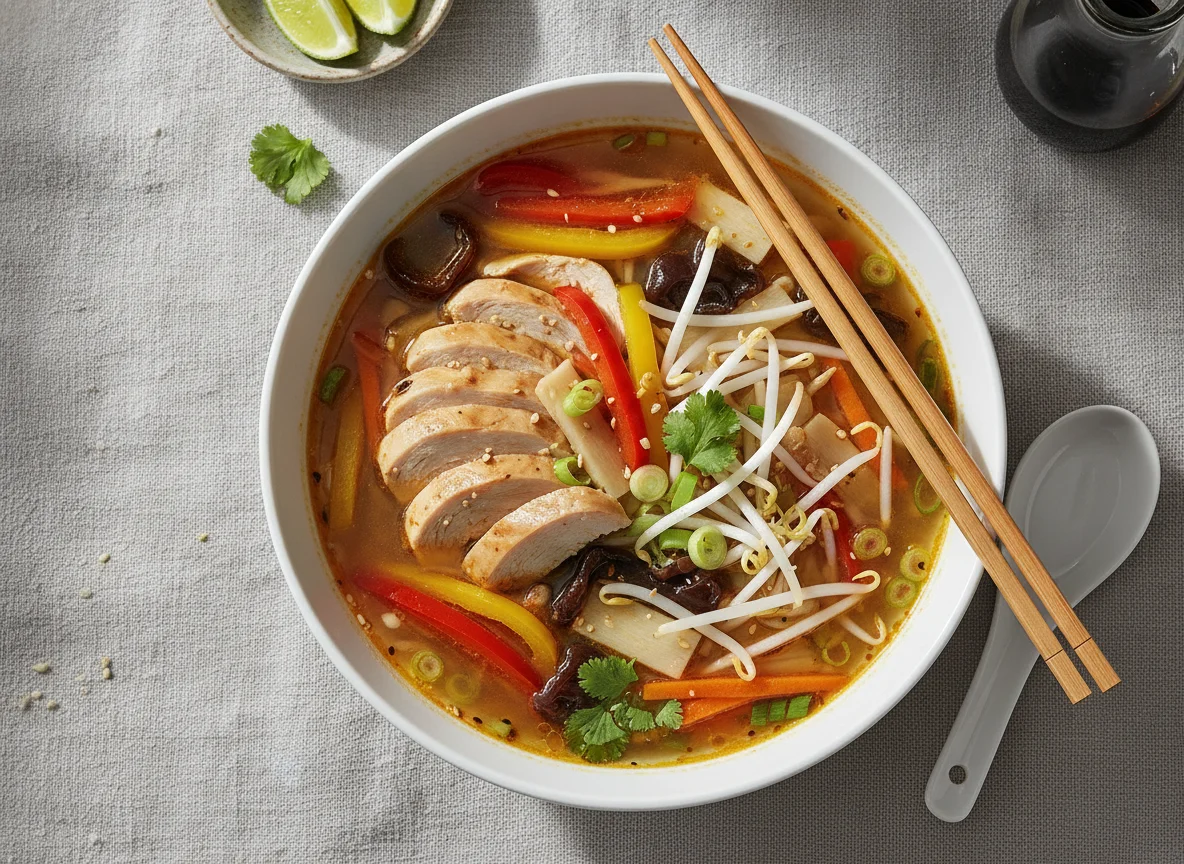 Asiatische Hühnersuppe mit Gemüse photo
