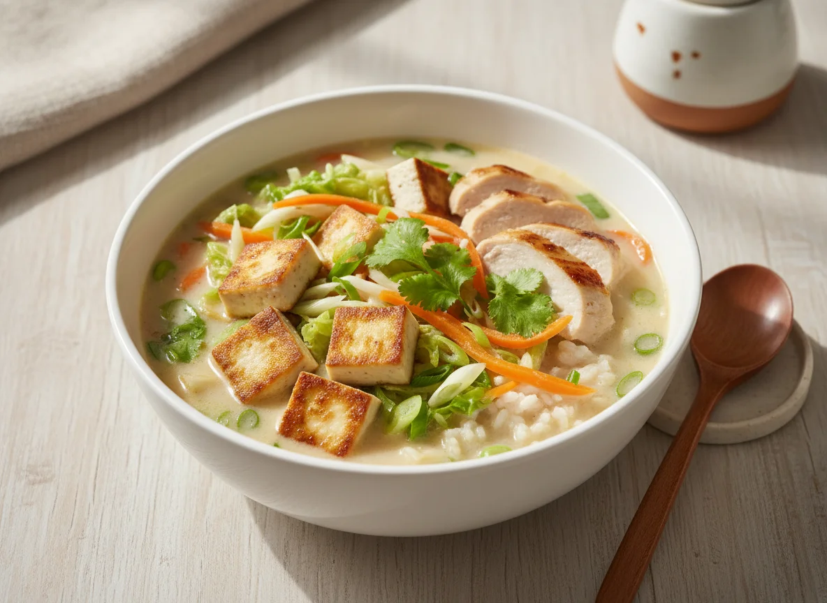 Asiatische Suppe mit Reis photo