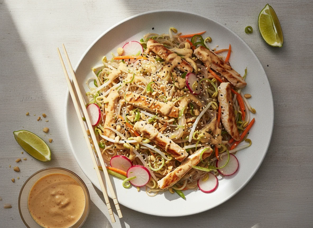 Asiatischer Glasnudelsalat mit Hähnchen photo