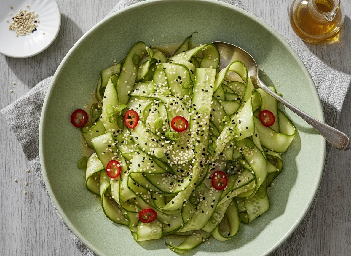 Asiatischer Gurkensalat mit Sesam photo