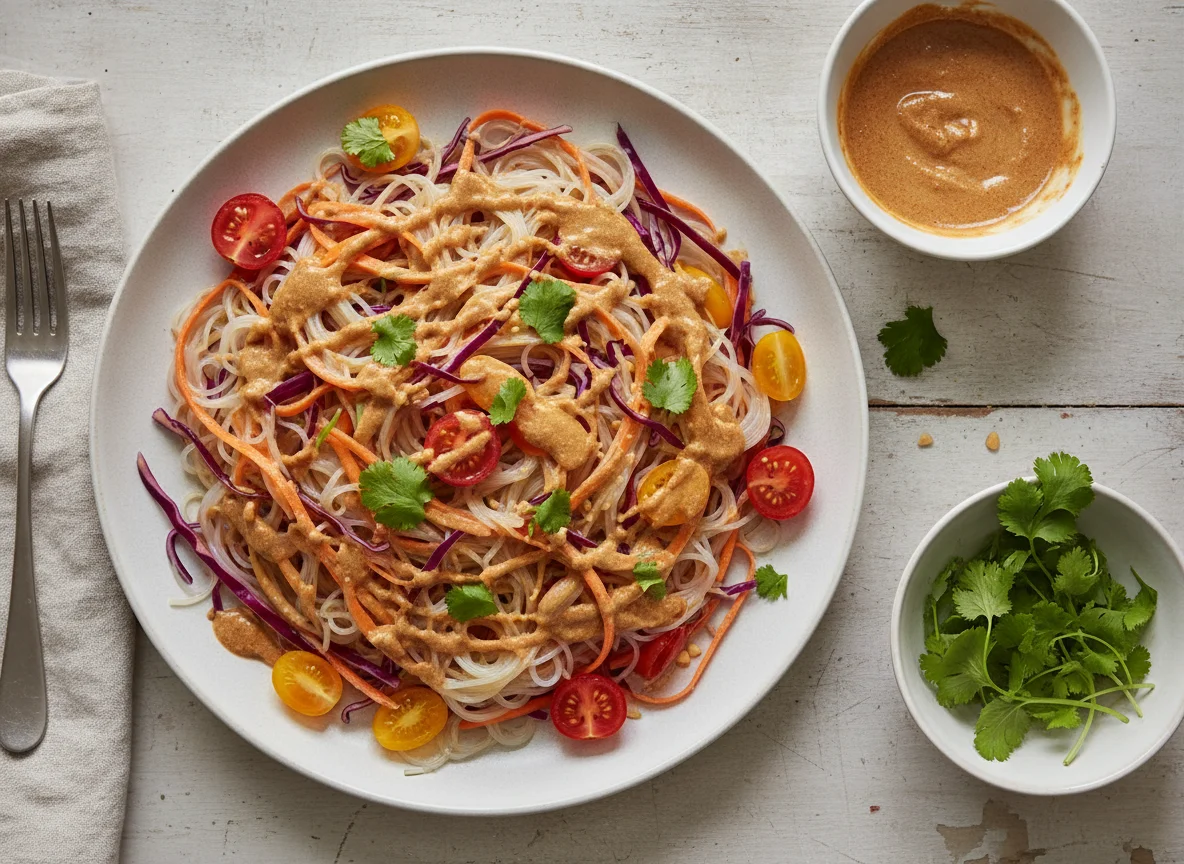 Asiatischer Nudelsalat mit Gemüse photo
