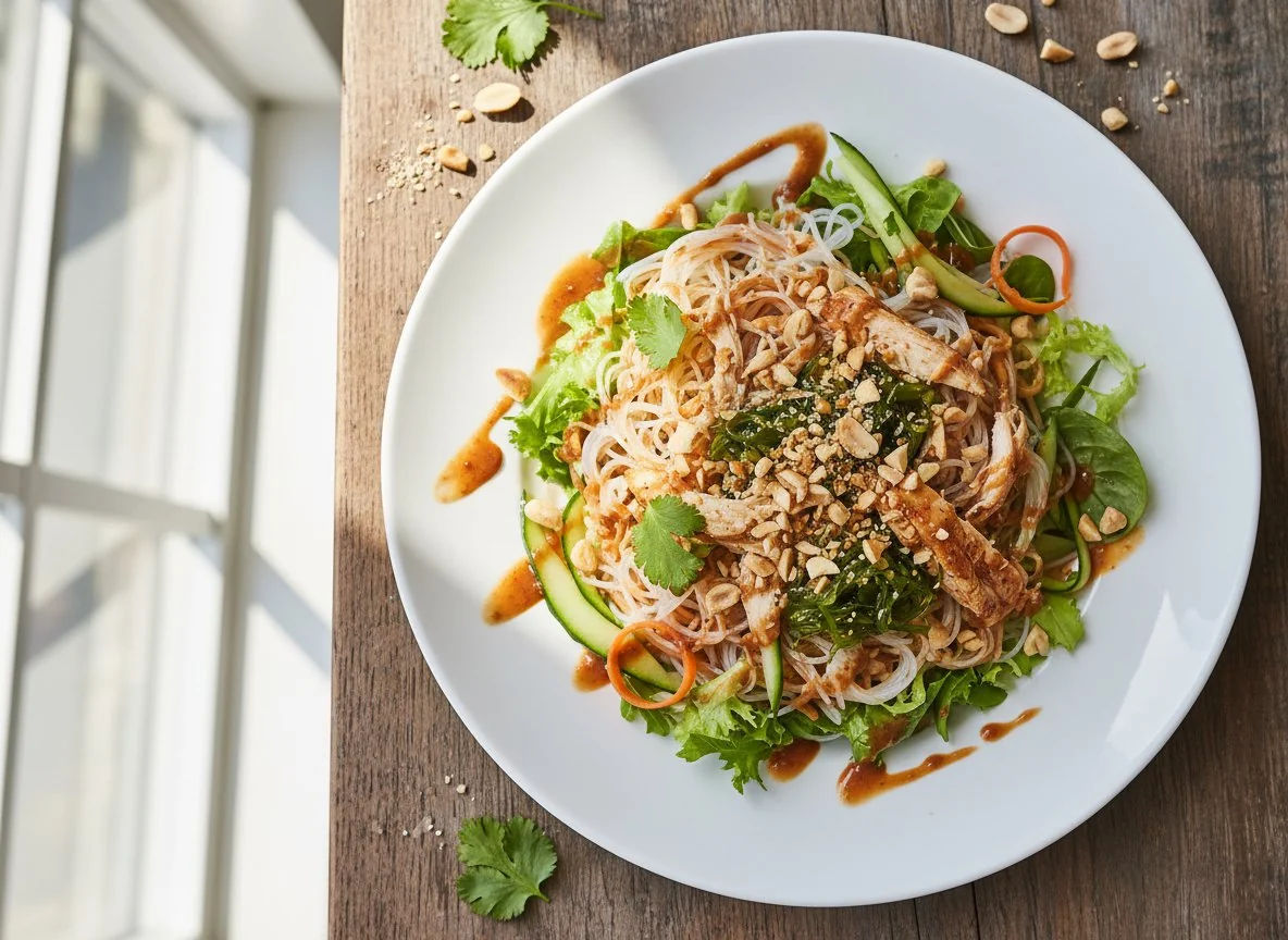 Asiatischer Nudelsalat mit Huhn photo