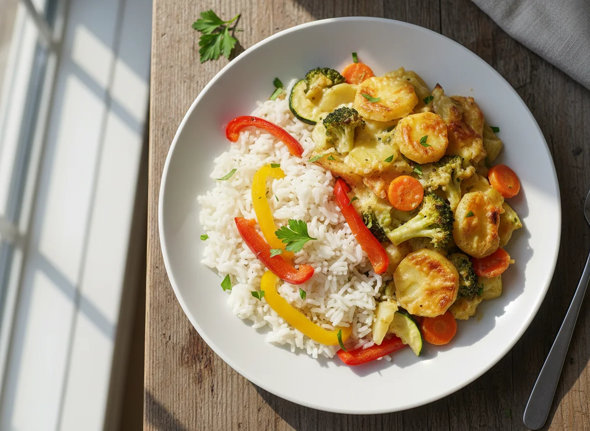 Auflauf mit Reis und Gemüse photo