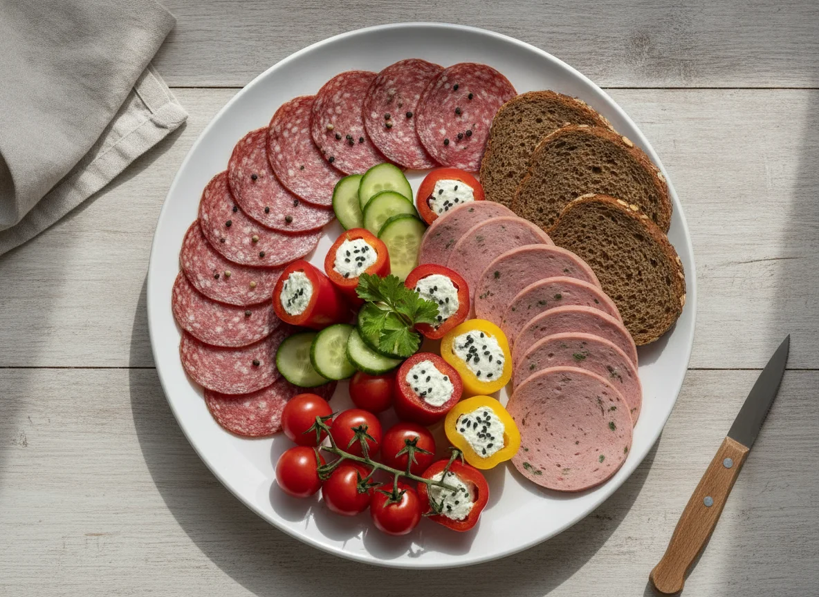 Aufschnittplatte mit Gemüse photo