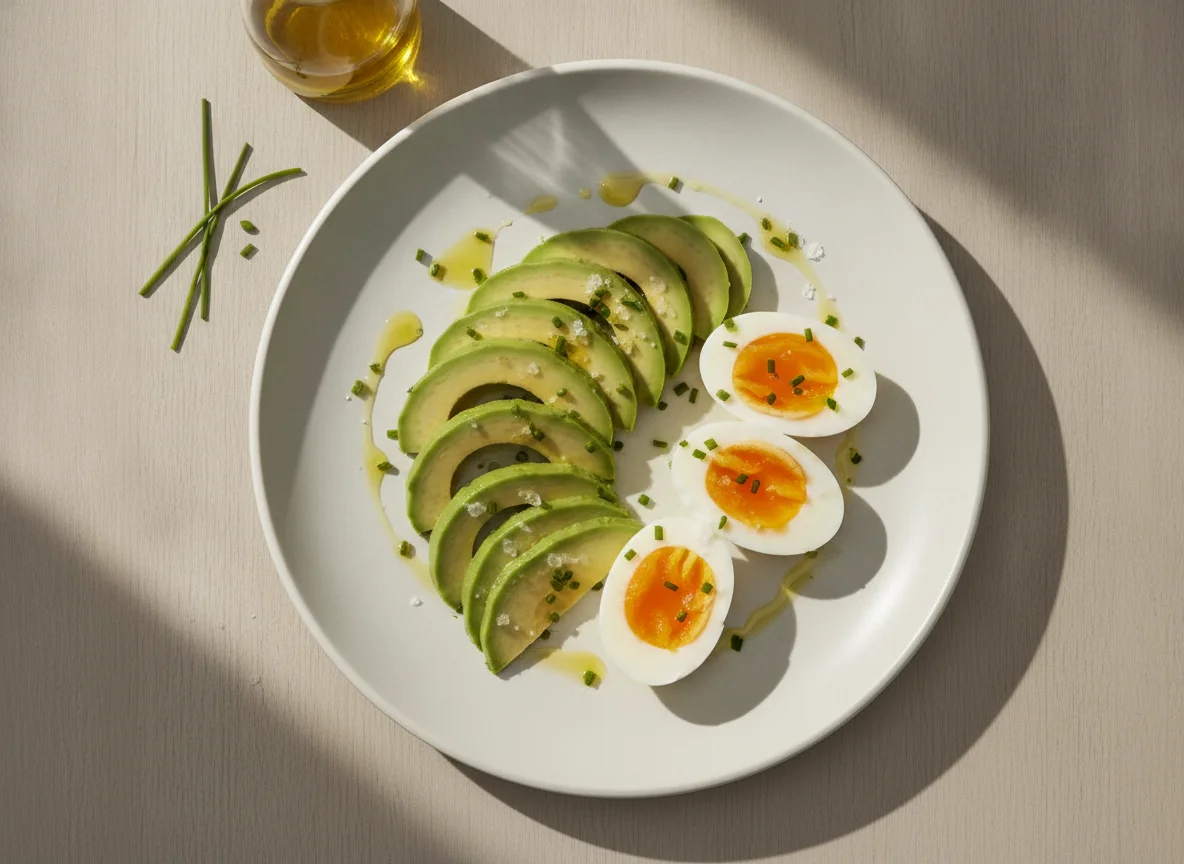 Avocado mit gekochten Eiern photo