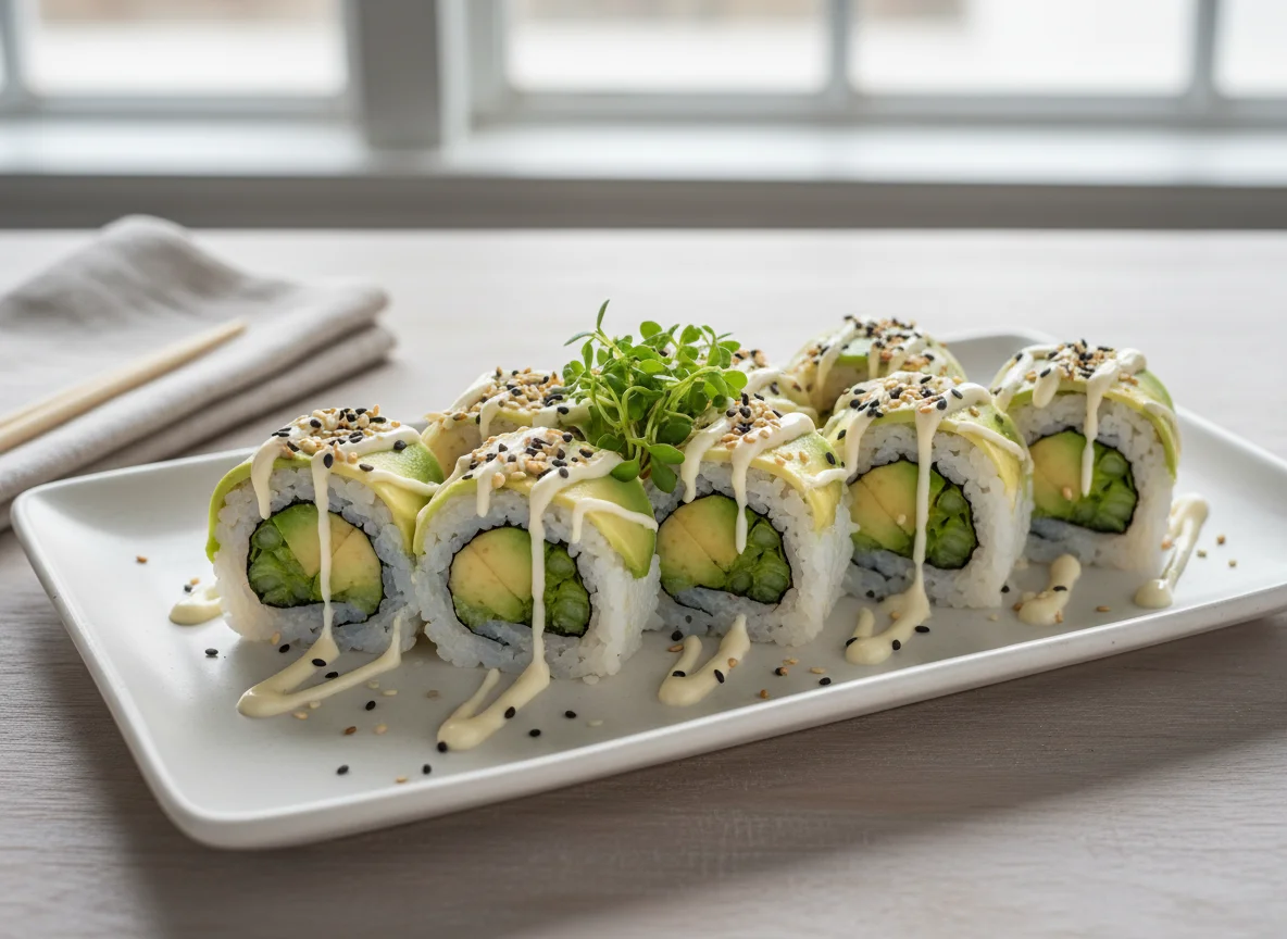 Avocado Spargel Sushi Rolle photo