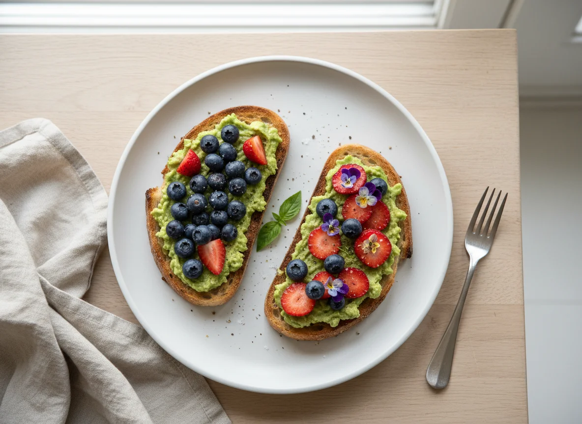 Avocado Toast mit Beeren photo