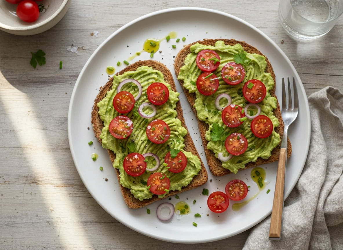 Avocado Toast mit Cherrytomaten photo