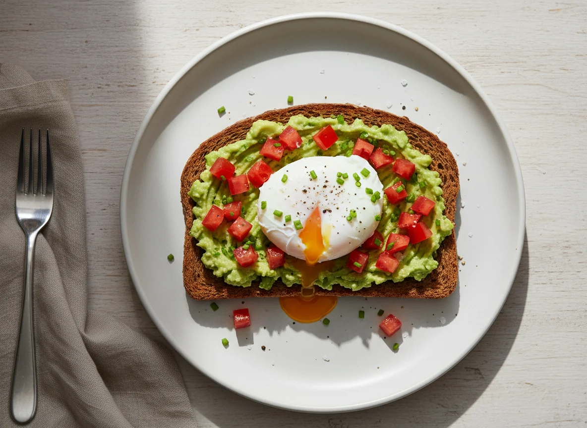 Avocado Toast mit pochiertem Ei photo