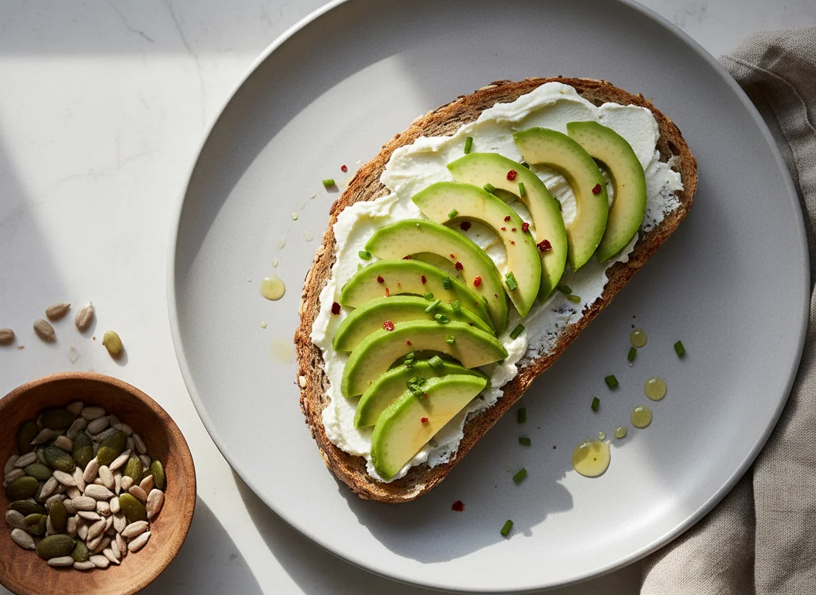 Avocado- und Frischkäsebrot photo
