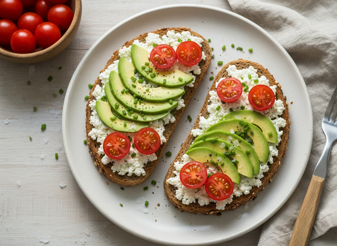 Avocado- und Hüttenkäse-Toasts photo