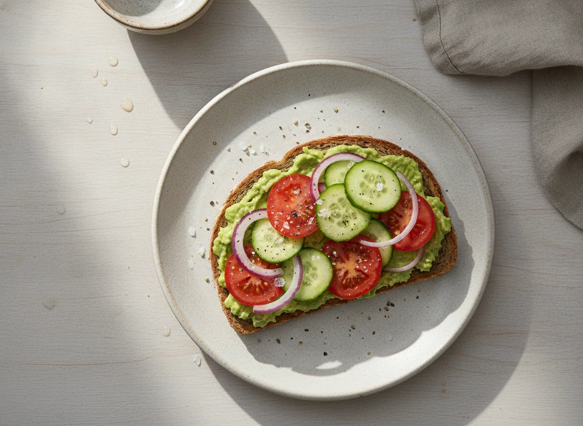 Avocado-Brot mit Gemüse photo