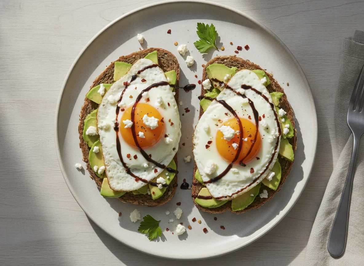 Avocado-Ei-Toast mit Feta photo
