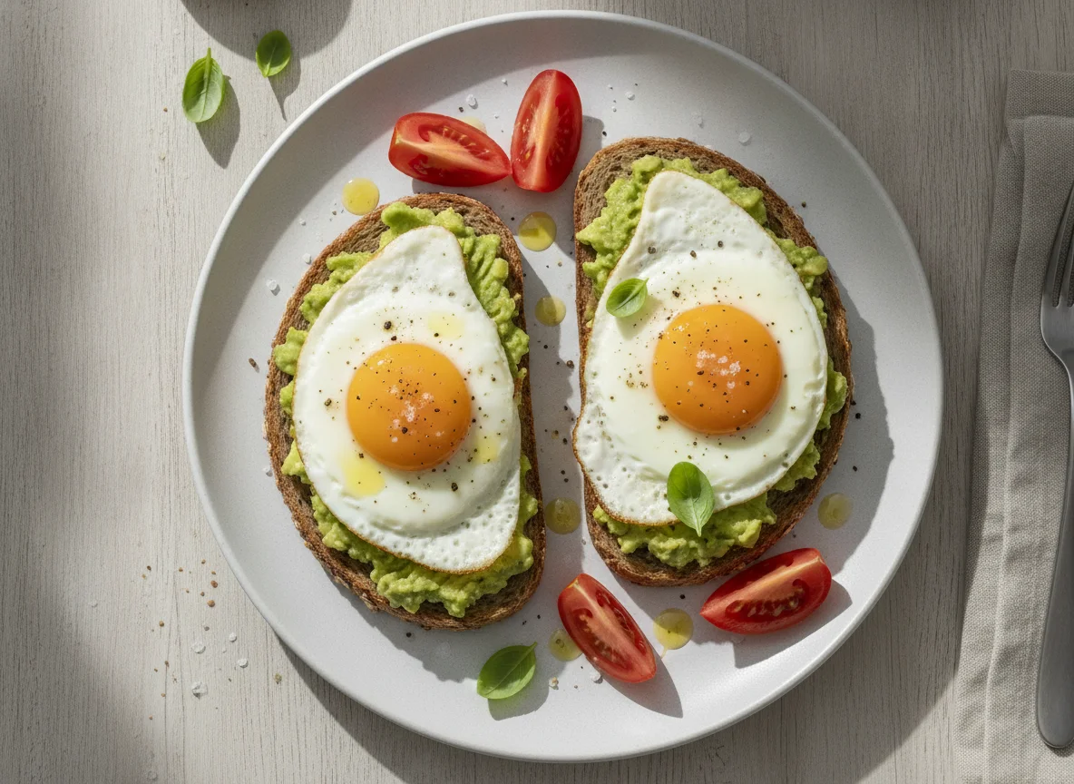 Avocado-Ei-Toast mit Tomaten photo