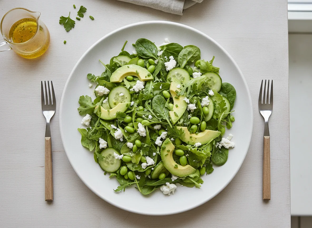 Avocado-Feta-Salat mit Edamame photo