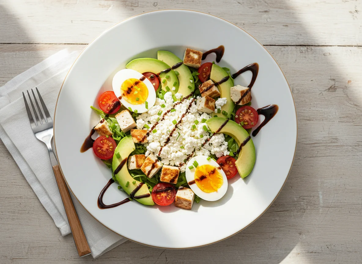 Avocado-Salat mit Eiern und Hüttenkäse photo
