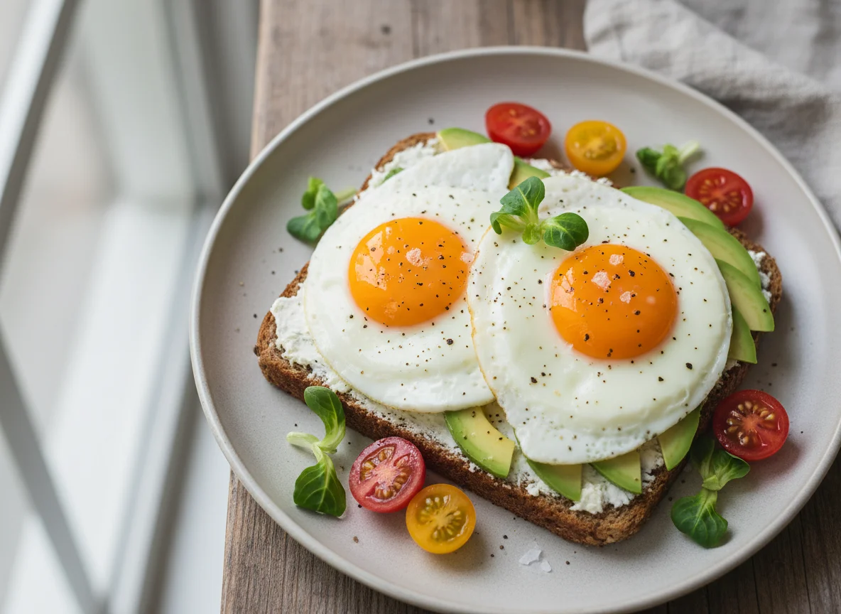 Avocado-Toast mit Spiegeleiern photo