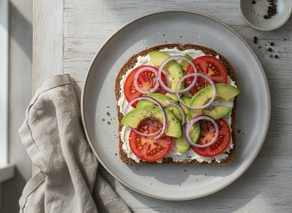 Avocado-Tomaten-Zwiebel-Brot photo