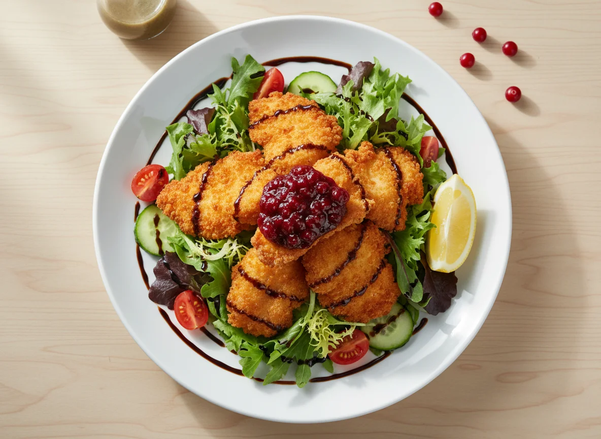 Backhendl Salat mit Preiselbeeren photo