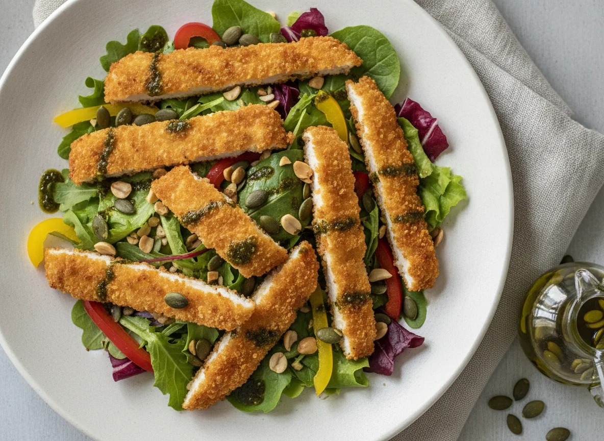 Backhendlsalat mit Kürbiskernen photo