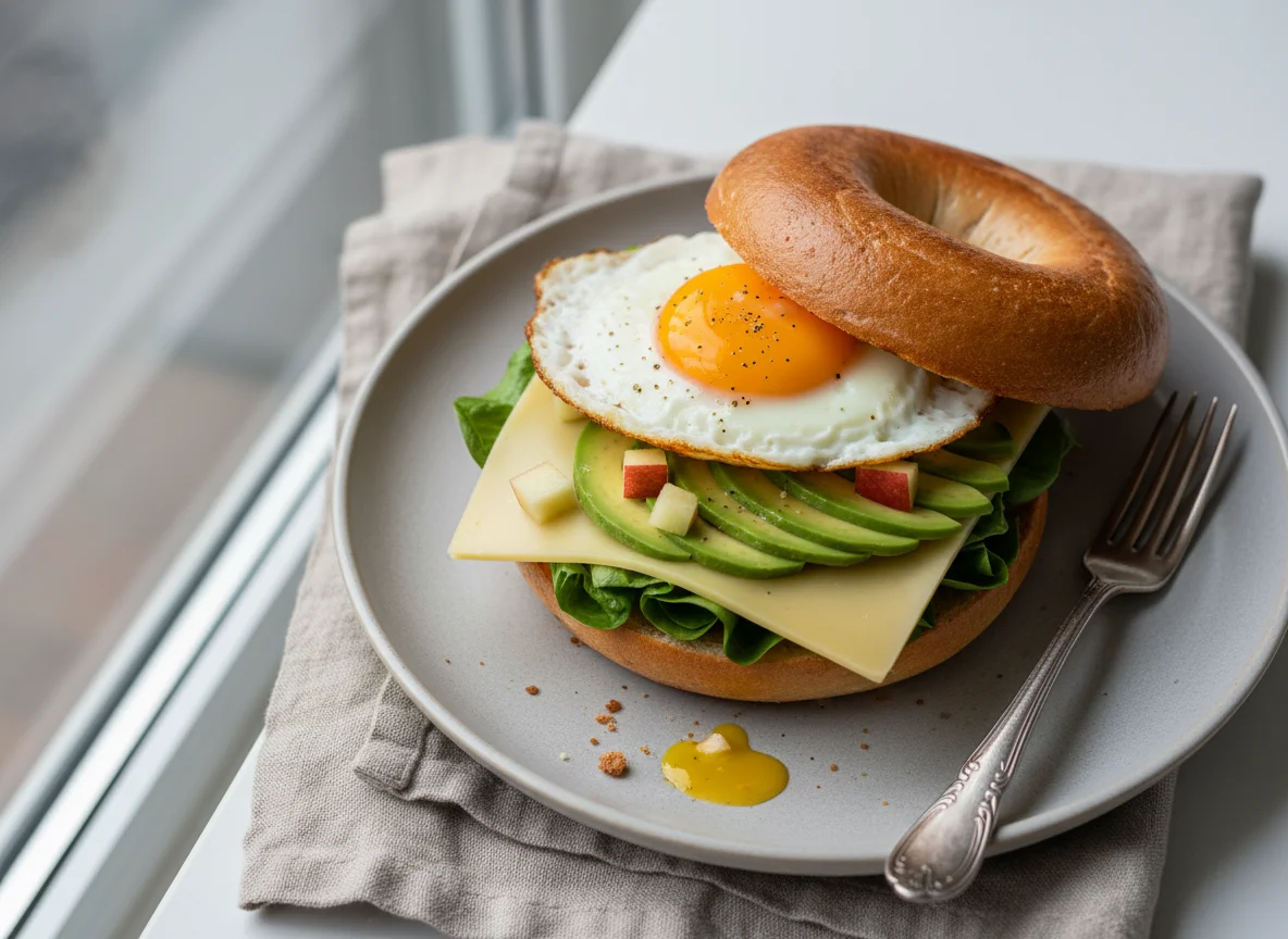 Bagel mit Ei und Avocado photo