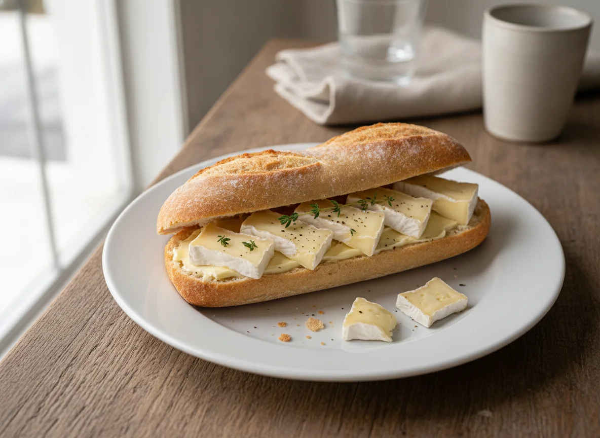 Baguette-Sandwich mit Camembert photo