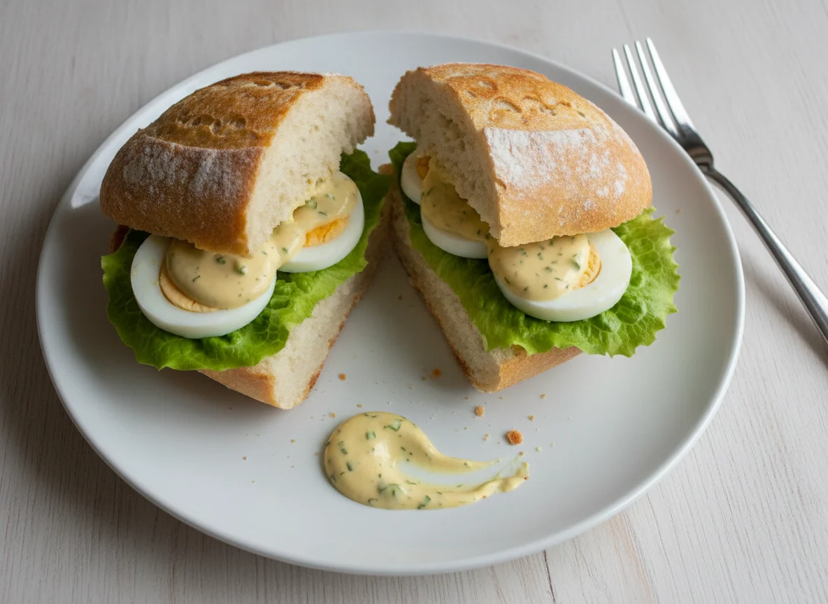 Baguette-Sandwich mit Ei photo