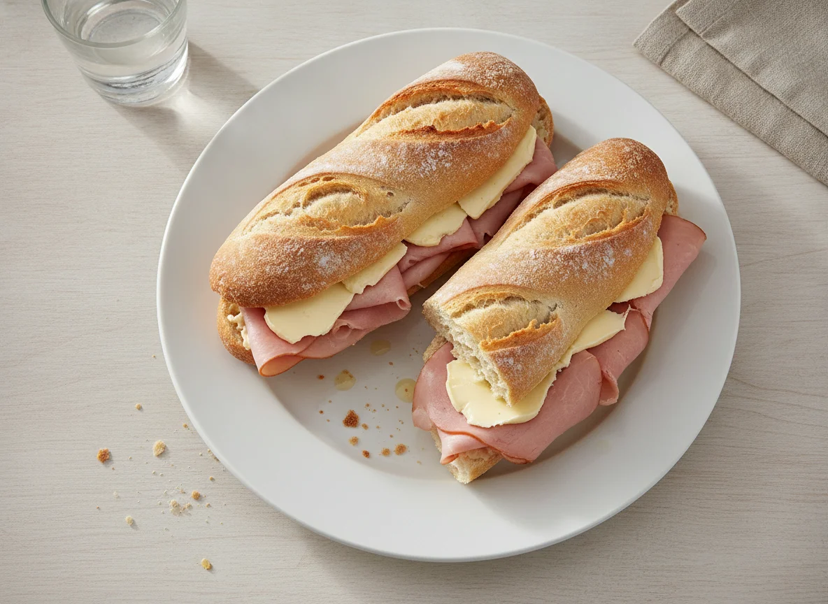 Baguette-Sandwich mit Schinken photo