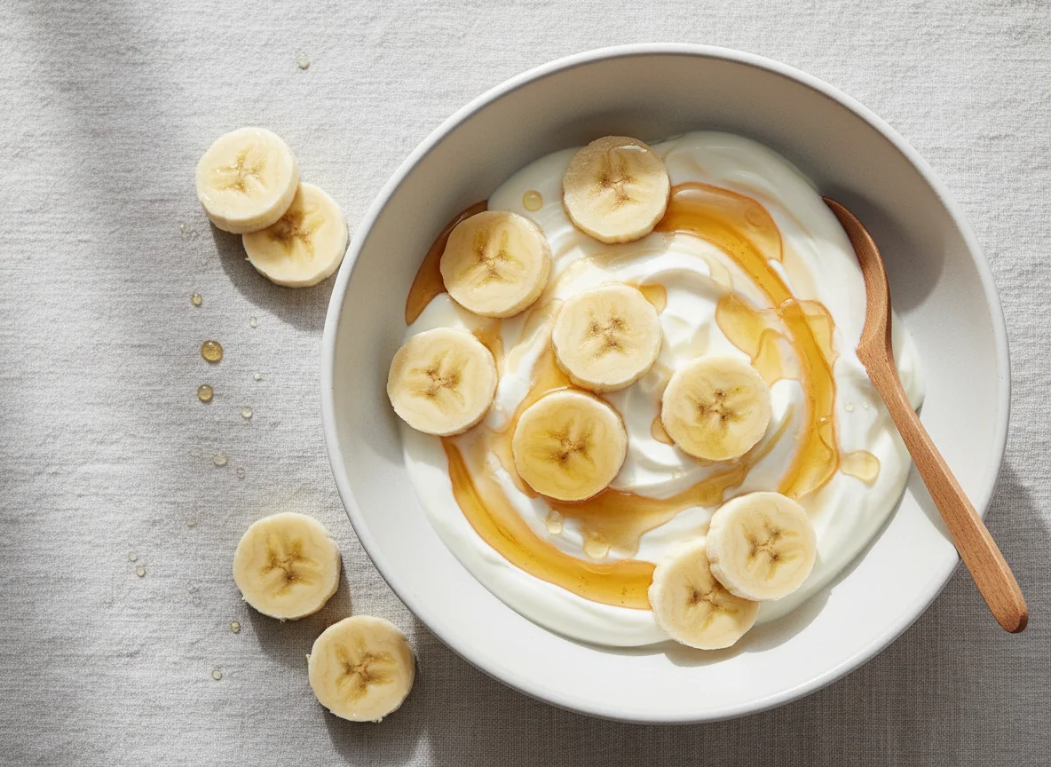 Bananen mit Joghurt und Honig photo